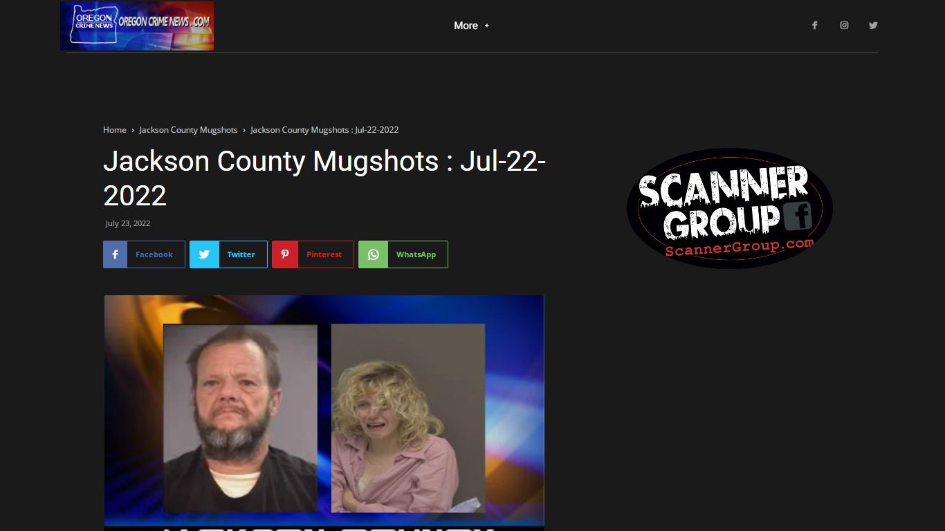 Jackson County Mugshots : Jul-22-2022 - Oregon Crime News